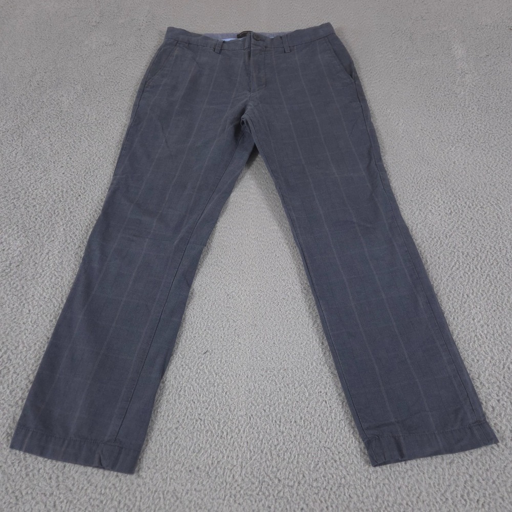 Banana Republic Pants Mens 32x30 Gray Windowpane Aiden Fit Straight Chino Preppy